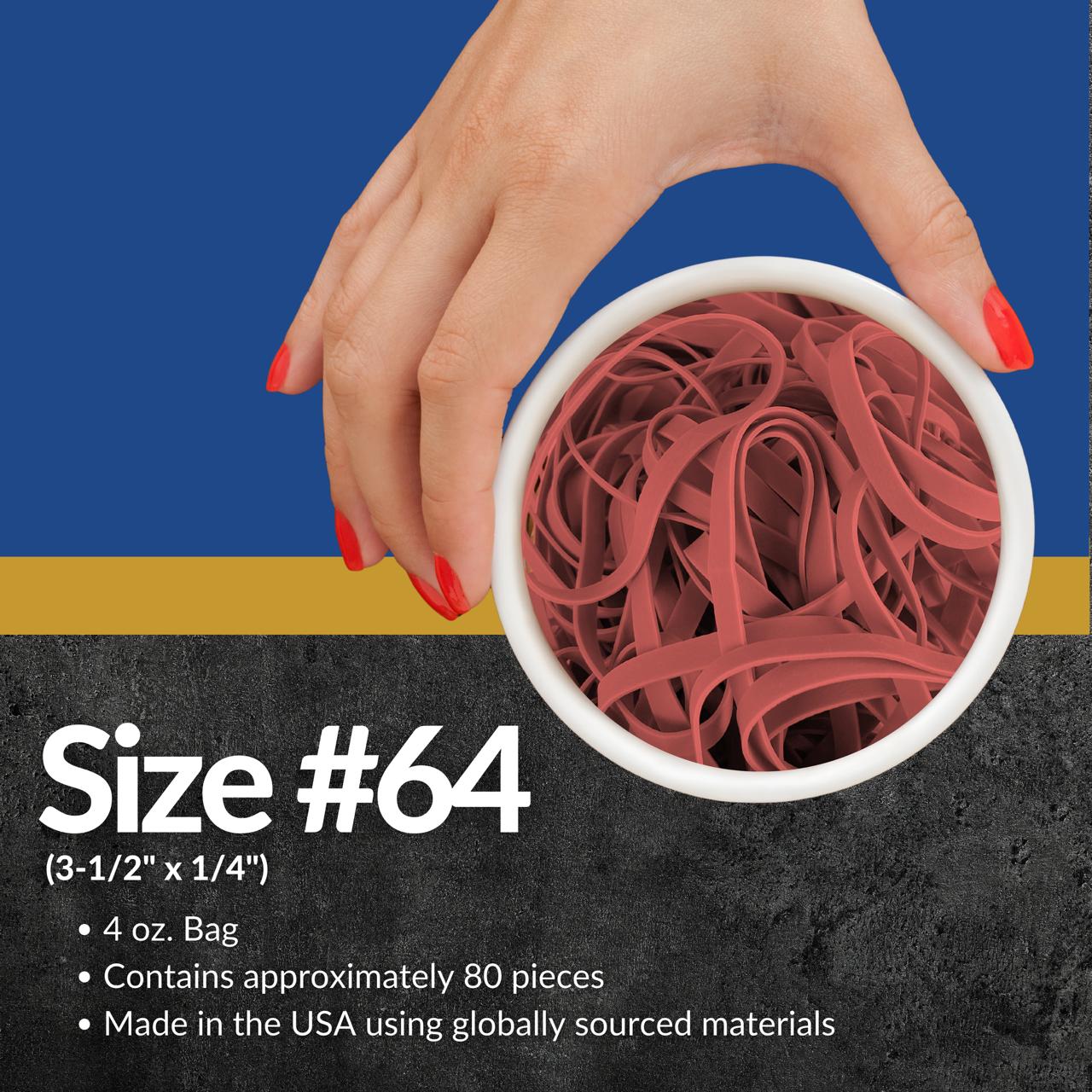 Upgrade Office Supply UPG25764RCS Rubber Bands, Size 64 (3-1/2 x 1/4), Red, 80 Bands per 1/4 lb, 100 Bag Case Pack (25 Pounds), Made in USA