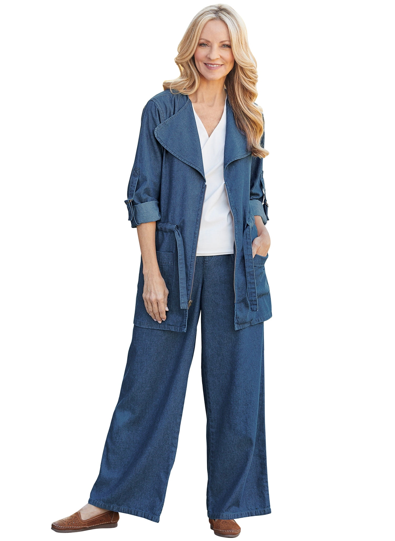 Colorblocked Denim Jumpsuit | Women's Plus Size Dresses | ELOQUII