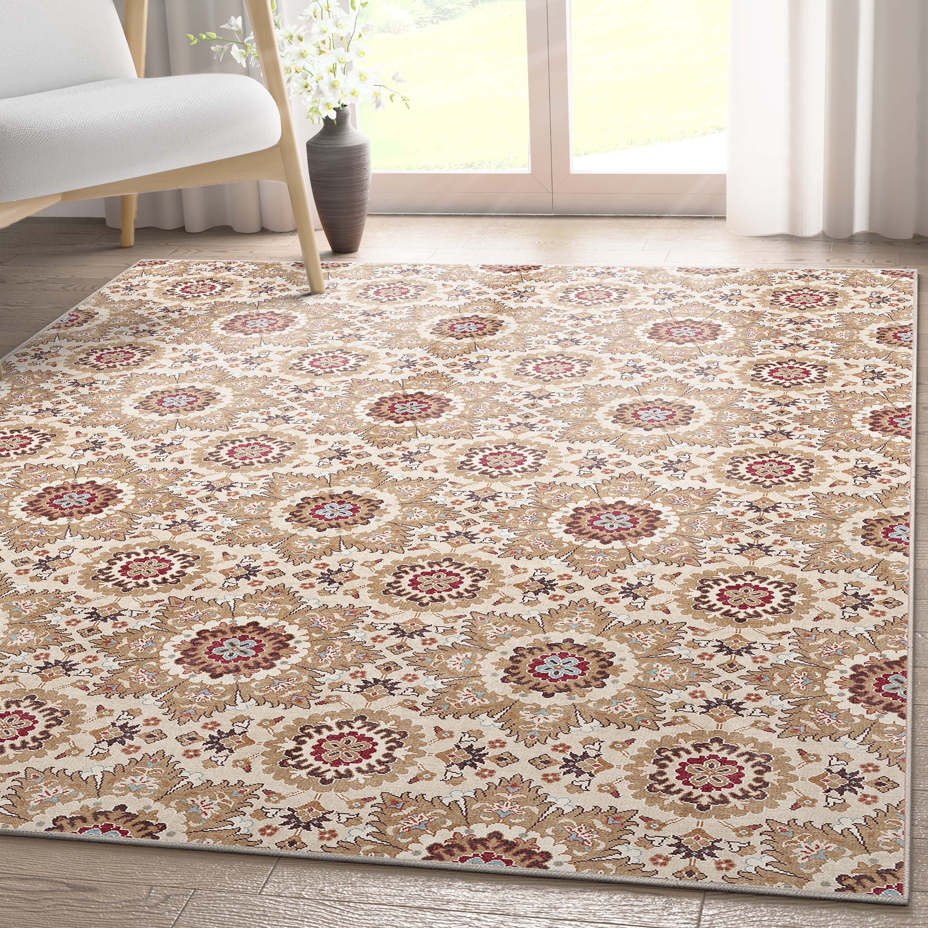 Well Woven Kings Court Victoria Transitional Geometric Flatweave Ivory 5' x 7' Area Rug