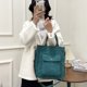 thumbnail image 5 of Bolso de mano de lona con bolsillos, bolso de hombro, bolso informal con asa superior, bolsos cruzados grandes para mujer, verde, 5 of 5