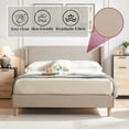 thumbnail image 4 of Zanmintaobo Queen Corduroy Platform Bed Frame with 42.5" Upholstered Wingback Headboard,Metal & Wood Slats, No Box Spring Needed,Mink, 4 of 8