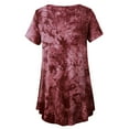thumbnail image 4 of VEPKUL Plus Size Blouse for Women Short Sleeve Casual Shirt Tunic Tops Down Neck T-Shirt Loose Shirt T11-WineRed_1X, 4 of 7