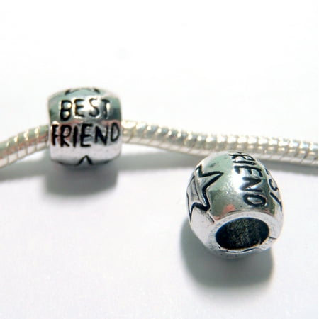 3 Beads - Best Friend Barrel Star Silver European Charm Bead