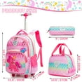 thumbnail image 2 of Unicorn Kids Rolling Backpack for School Girls with Wheels Lunch Bag Pencil Case for Elementary Students Carry on Suitcases for Ages 8-12, 2 of 6
