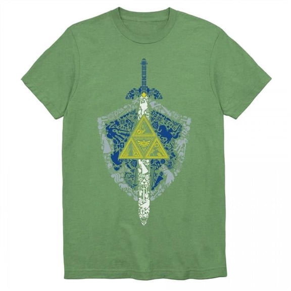 Links Shield & Sword Crest Symbol T-Shirt, Green - 2XL