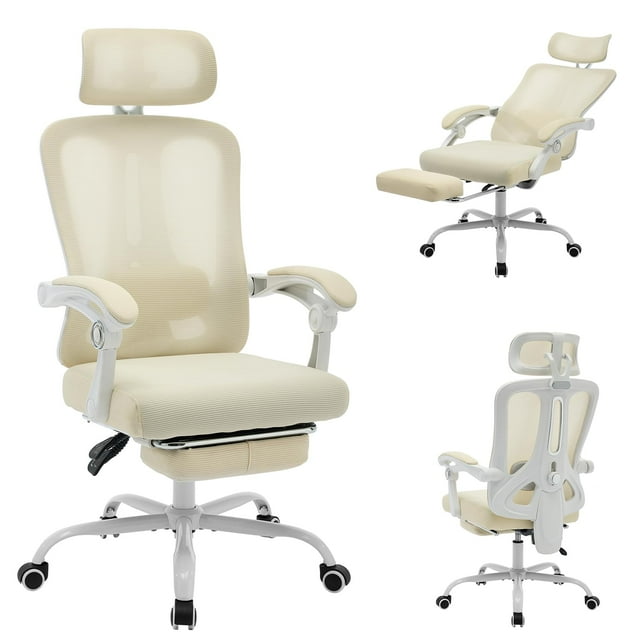 Yeshouse silla de escritorio ergonómica de malla con respaldo alto, soporte lumbar ajustable, reposapiés y giro de 360°, ideal para oficina, estudio o sala de juegos