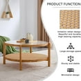 thumbnail image 4 of Sudica Modern Minimalist Circular Double-Layer Wood and Glass Coffee Table with Solid Wood Frame, Brown, 4 of 8