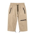 thumbnail image 4 of cfhntfmh Capri Pants for Women Elastic Waist Drawstring Summer Pants Casual Hiking Cargo Pants with Zip Pockets, 4 of 7