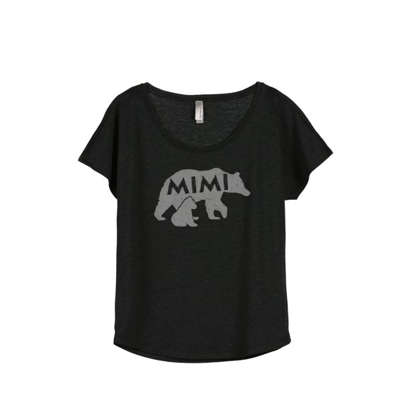 Thread Tank Mimi Bear Women's Fashion Relaxed Slouchy Dolman T-Shirt Tee Heather Black Small
