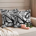 thumbnail image 2 of Grey Geometric Outdoor Waterproof Pillow Covers, Retro Black White Abstract Striped Lines Decorative Square Throw Pillowcase Sofa Cushion Sham for Patio/Couch/Chair, 20"x20" 2 Pack, 2 of 8