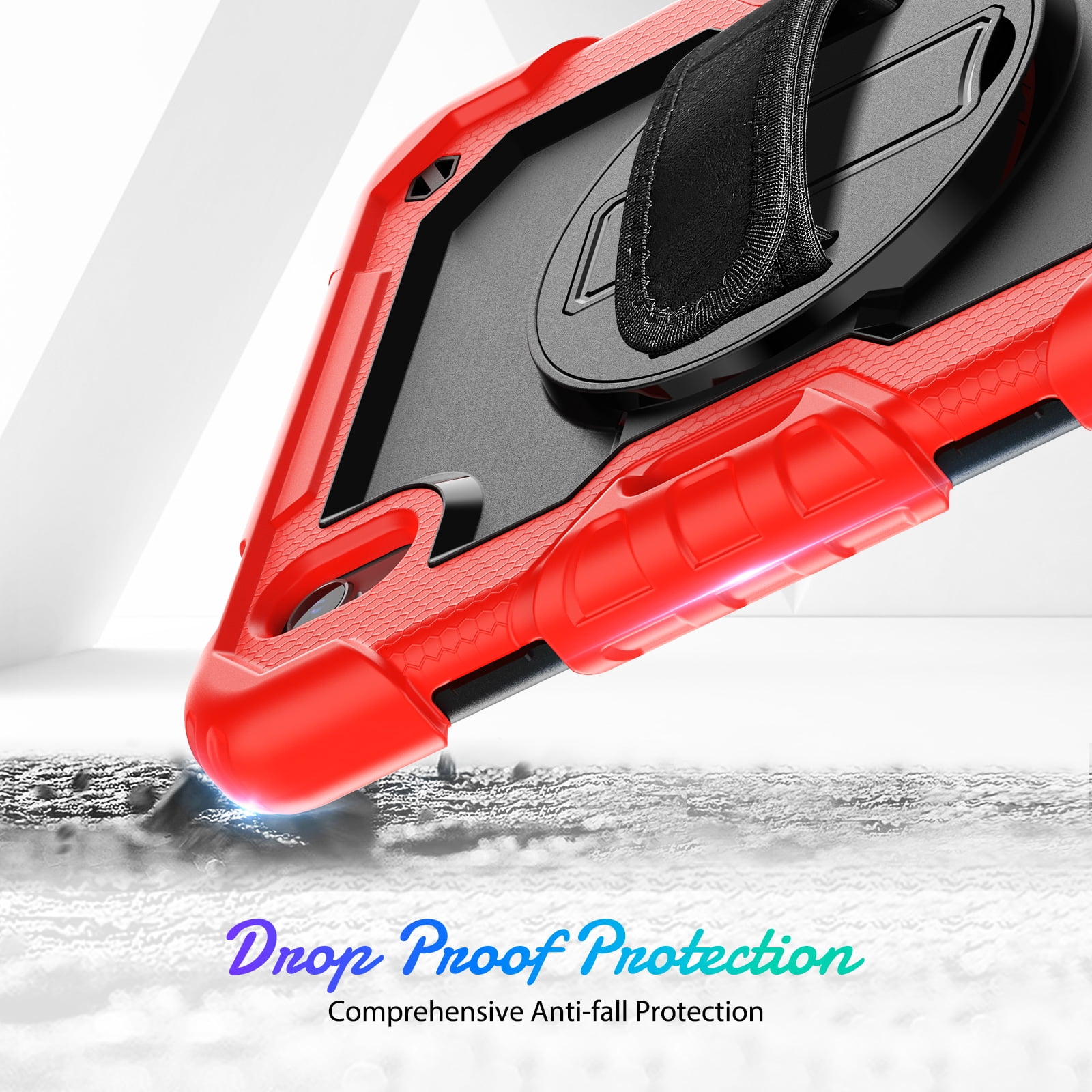 Shockproof Case for Apple iPad mini 6 /7 8.3" with Build In Screen Protector, Rugged Rotating Stand Shoulder Strap Pencil Holder Kids Friendly Bumper Case for Apple iPad mini 6/ Mini 7, Red
