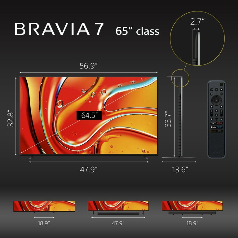 Sony 65” class BRAVIA 7 Mini LED QLED 4K HDR Smart Google TV