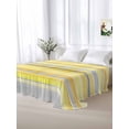 thumbnail image 5 of Yellow Nordic Style Stripes Twim XL Size Flat Sheet, Wrinkleproof & Fadeproof Cooling Flat Bed Sheet Only, Yellow Gray Texture Breathable Soft Bedding Top Sheets 66 x 102 Inches, 5 of 8