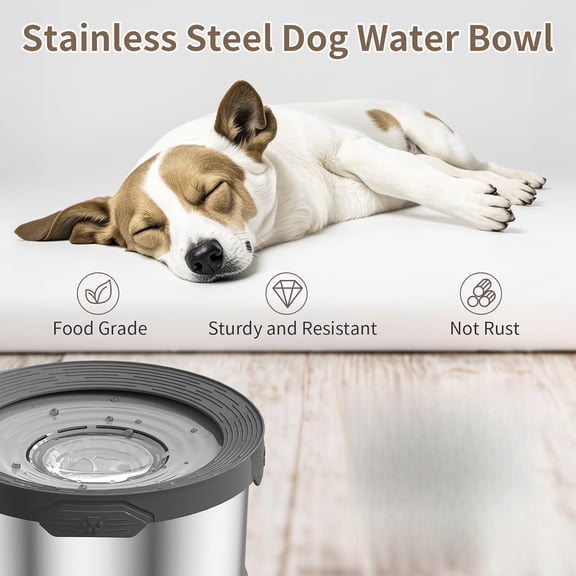 10L Dog Water Bowl No Spill 2.6 Gallon Super Large Capacity Stainless Steel No Splash Dog Bowls 338oz Slow Drinking Feeder with Non-Slip Base Pet Water Dispenser for Dogs