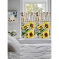 thumbnail image 4 of Tier Curtains 45 Inches Long, Sunflowers Window Treatment Curtain Drapes, Botanical Floral Farmhouse Retro Wood Grain Small Curtain Drapes for Bathroom Laundry Room, 27.5"x45", 2 Panels, 4 of 7