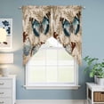 thumbnail image 6 of Swag Valance Curtains for Windows, Vintage Teal Butterfly Light Filtering Kitchen Curtains with Rod Pocket, Vintage Brown Tree Branch Window Treatment Valances for Living Room, 36x45 - 2 PCS, 6 of 9