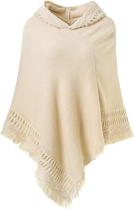Hooded Cape Shawl Wrap Poncho Sweater 