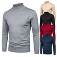 thumbnail image 2 of Suéter ajustado de cuello alto medio de color sólido para hombre, camisa informal coreana para hombre, 2 of 5