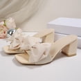 thumbnail image 6 of ZACPNCV Womens High Heel Mules Square Toe Block Heel Sandals Bow Embellishment Open Toe Dressy Slippers Party Shoes, 6 of 9