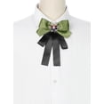 thumbnail image 4 of DARING DIVA Women's Christmas Snowflakes Rhinestone Ribbon Big Bow Tie Green Black, 4 of 5