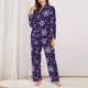 thumbnail image 2 of Fotbe Christmas Purple Snowflakes Conjunto de Pijama de Manga Larga para Mujer con Estampado, Ropa de Dormir de 2 Piezas, Conjunto de Casa Suave y Cómodo con Bolsillos-Large, 2 of 7
