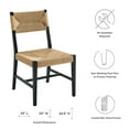thumbnail image 3 of Side Dining Chair, Black Natural, Wood, Modern Contemporary Farmhouse Coastal, Kitchen Room Cafe Bistro Restaurant Hospitality, 3 of 7