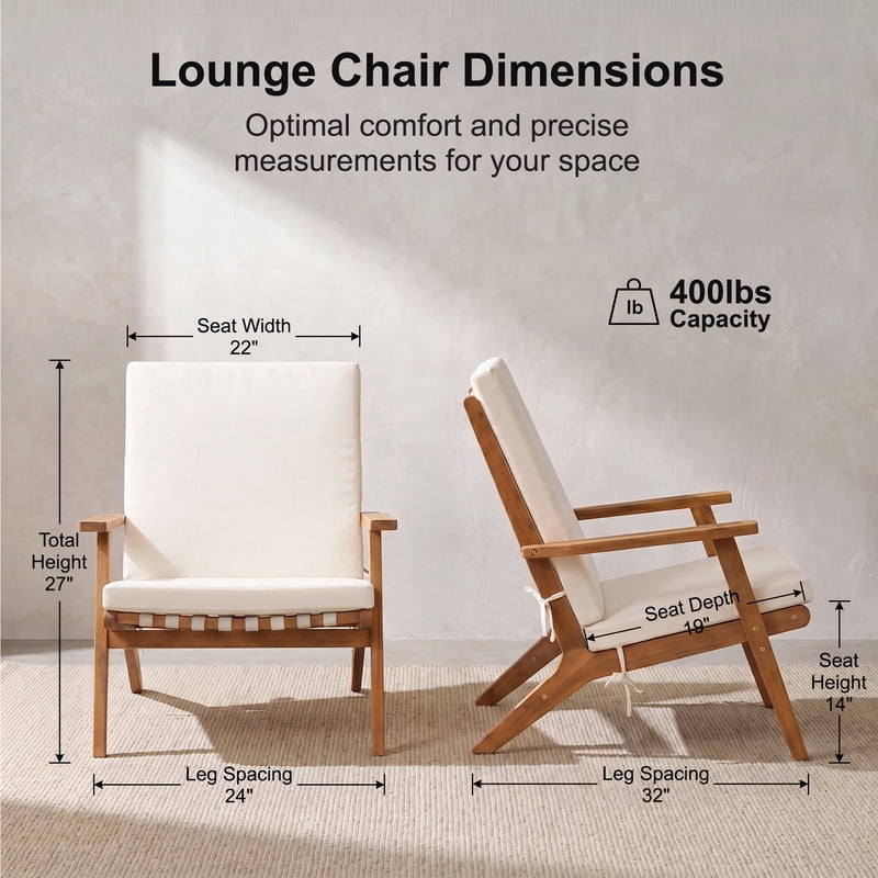 Vineego Adirondack Chairs with Cushions Set of 2, PE All-Weather Outdoor Chairs for Patio, Poolside & Backyard