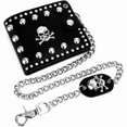 thumbnail image 1 of Leather Cool Punk Gothic Western Skeleton Biker Wallet Clutch Purse With Chain Men, 1 of 4