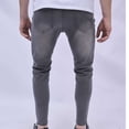 thumbnail image 7 of VSSSJ Men's Denim Pants Loose Fit Ripped Zipper Button Micro Elastic Waist Full Length Washed Jeans Casual Fashion Stretchy Street Punk Style Trousers Black02 S, 7 of 7