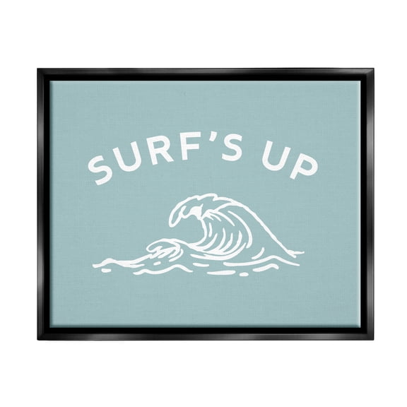 Stupell Industries Surf's Up Sea Wave Landscape Painting Black Floater Framed Canvas Art Print Wall Art, 21 x 17