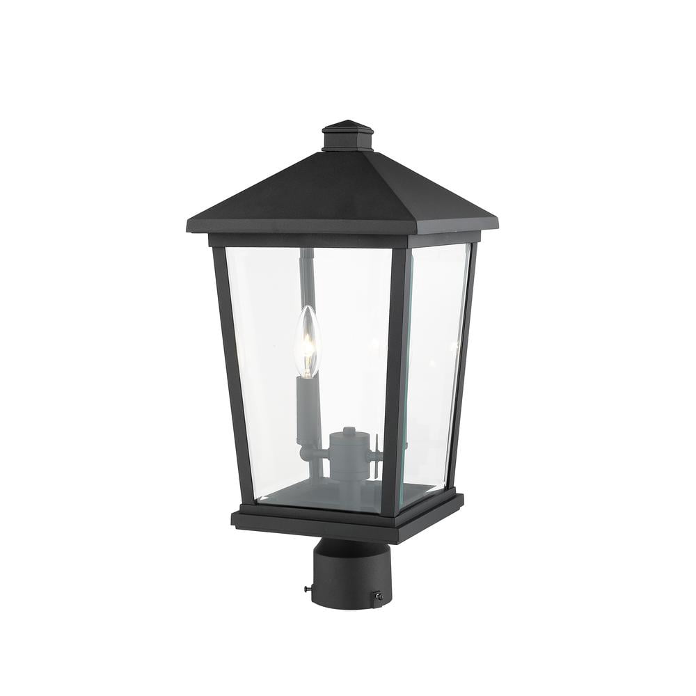 Z-Lite Beacon 2 Light 20" Glass Aluminum Outdoor Lamp Post Fixture in Black