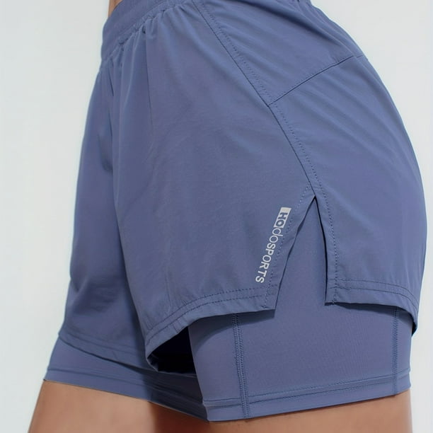 Pantalones cortos deportivos 2 en 1 de gran elasticidad con aberturas para mujer, perfectos para tenis, correr y yoga