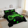 thumbnail image 3 of Erosebridal Gaming Bedding Sets Twin, Gamer Comforter Video Game Console Comforter Set For Teen Men Room Decor,Reversible Geometric Gamepad Bed Set Green Black 1 Pillow Case, 3 of 7