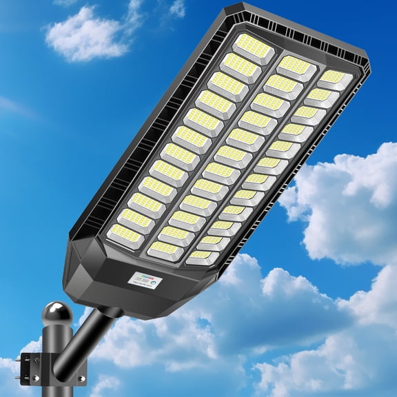 Adewalk 9500W Solar Street Lights, IP67 Waterproof Dusk to Dawn LED Parking Lot Security Flood Lights with Motion Sensor and Remote Control, 1 Pack