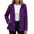 thumbnail image 2 of Warop Raincoat Women Lightweight Hooded Zip-Up Jacket Solid-Color Long-Sleeve Coats Waterproof Windproof Travel Jacket, 2 of 7