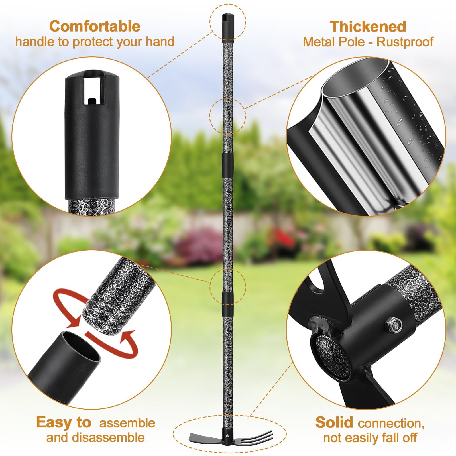 CHEASYOU Garden Hoe Tool, Adjustable Heavy Duty Dual-Head Weeding Tool for Weeding, Tilling, Lawn Yard Flower Bed Gardening Tool