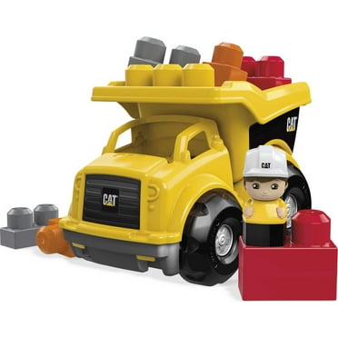 MEGA BLOKS Cat Building Toy Blocks Lil Dump Truck (7 Pieces) Fisher-Price For Toddler