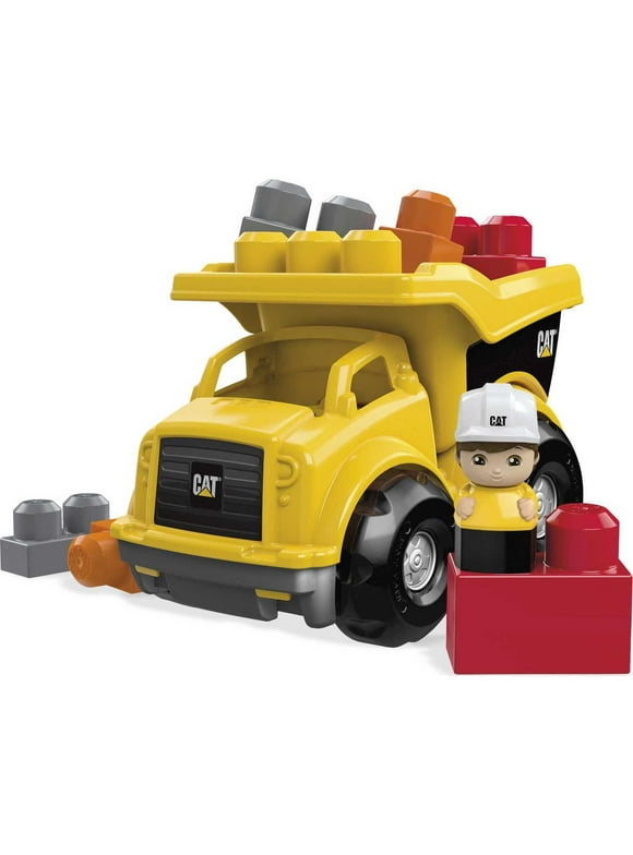 MEGA BLOKS Cat Building Toy Blocks Lil Dump Truck (7 Pieces) Fisher Price For Toddler