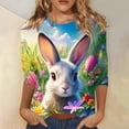 thumbnail image 1 of BVOFAR Chemises de Pâques pour Femmes T-Shirts Imprimé Lapin Mignon Manches 3/4 Tunique Ample Blouses Col Rond Décontracté 2025, 1 of 5