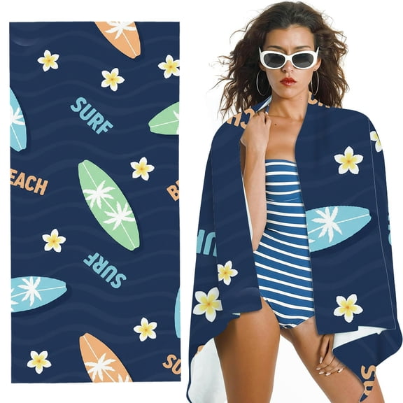 RKSupls Tropical Surf Vibes Oversized Microfiber Beach Towel, Ultra-Soft Microfiber Suitable for Bathroom, beach, Soft Super Absorbent- 30x60 in