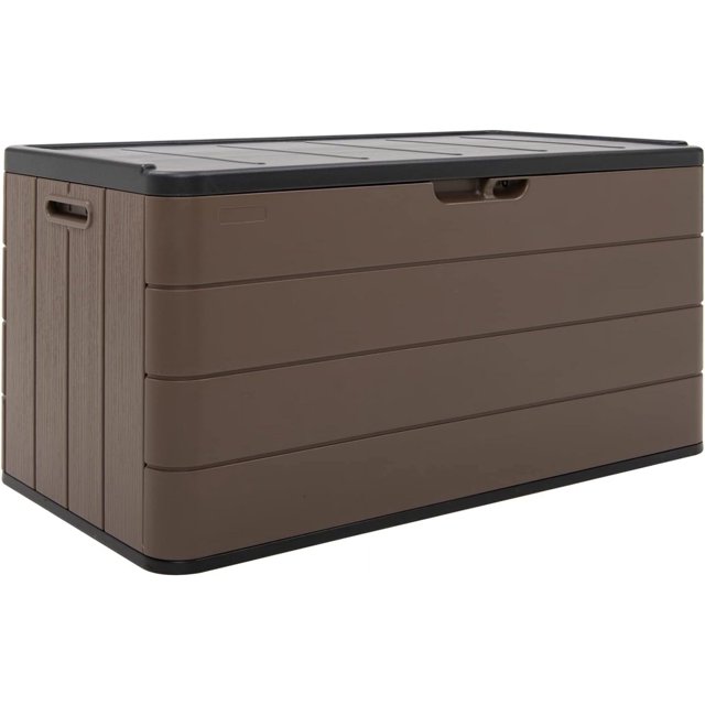 Horti Cubic Large Waterproof Deck Box with Lockable Covers, All-Weather Resistance, Heavy-Duty HDPE, 10.5 cu ft Storage Bench for Cushions