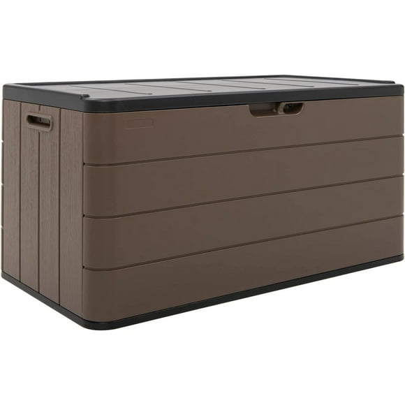 Horti Cubic Large Waterproof Deck Box with Lockable Covers, and All-Weather Resistant for Garden, Pool Accessories, Heavy-Duty Plastic, 10.5 Cu. Ft. Elegant Storage Bench for Cushions