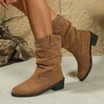 thumbnail image 5 of Viluyesy Womens Western Mid Calf Boots, Comfortable Pull-On Chunky Heels Fall Fashion Slouchy Boots Brown US9.5, 5 of 9