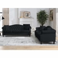 thumbnail image 2 of 79" Chesterfield Sofa Black Velvet for Living Room, 3 Seater Sofa Tufted Couch with Rolled Arms and Nailhead for Living Room, Bedroom, Office, Apartment, 3S+3S, 2 of 14