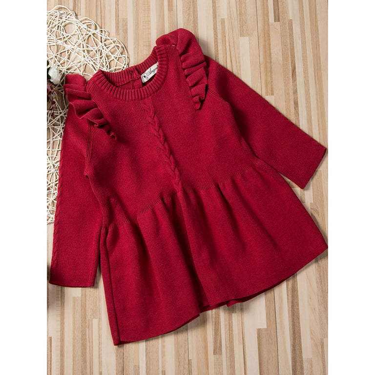 Kids Baby Girls Knitted Sweater Winter Pullovers Crochet Tutu Dress Tops  Clothes