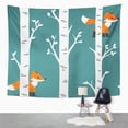 thumbnail image 2 of ZEALGNED Nursery Woodland Baby Room Forest Fox Birch Trees Wall Art Hanging Tapestry Home Decor for Living Room Bedroom Dorm 51x60 inch, 2 of 2