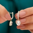 thumbnail image 4 of Rosec Jewels Classic Drop Earrings with Morganite and Diamond for Women - AAA Quality, 18K Yellow Gold, 4 of 7