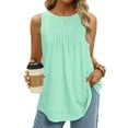 thumbnail image 2 of Besolor Womens Summer Tank Tops Round Neck Sleeveless Basic Shirts Pleated Casual Loose Going out Blouse Tees, 2 of 5
