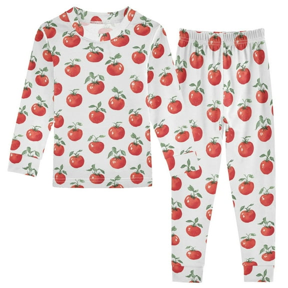 joogoo Tomatoes 2 Piece Long Sleeve Tee and Pants Cotton Pajama Set 5Y