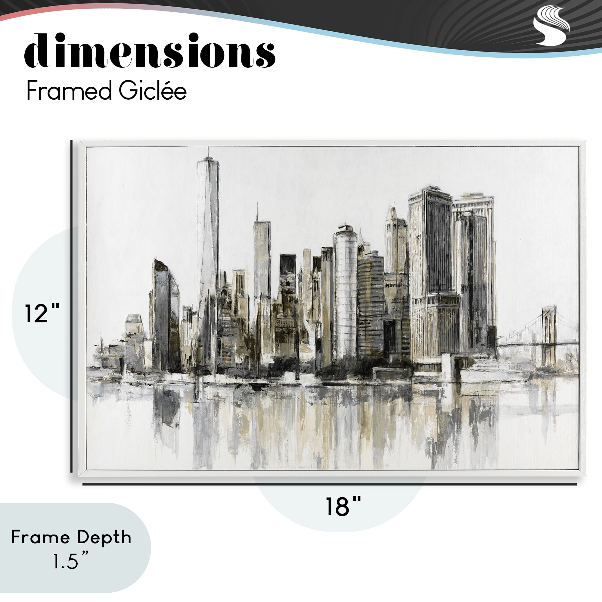 Stupell Industries Urban Skyline Reflection White Framed Giclee Art, design by Lorenzo Collective